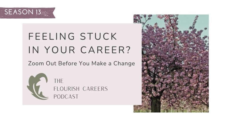 Feeling stuck in your career? Zoom out before you make a change || Flourish Careers Podcast || Podcast header image